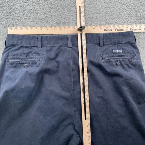 VTG Polo Ralph Lauren Pants Mens 40x34 Fits 38x33 Blue Andrew Pleated Chino - Picture 4 of 10